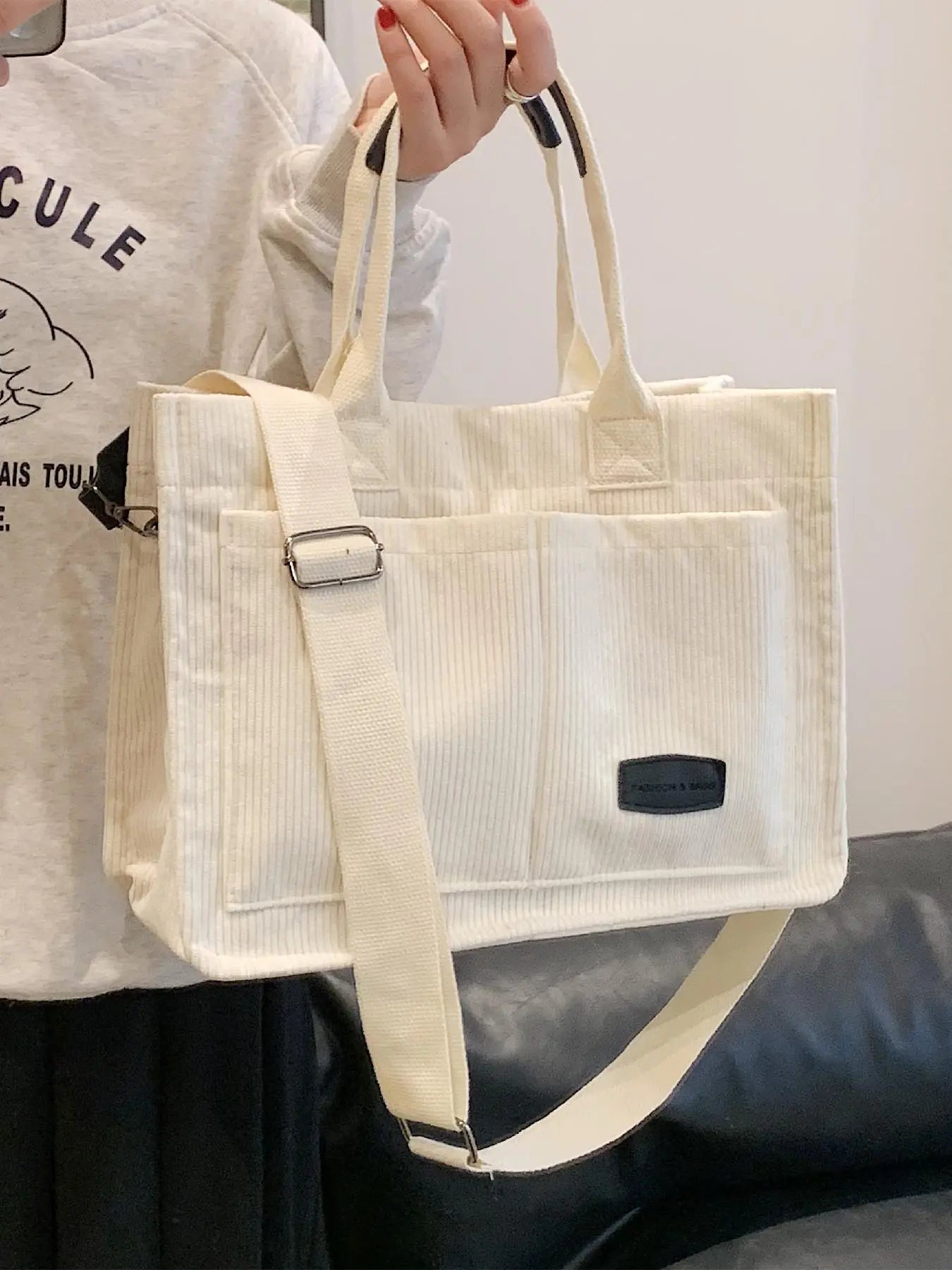 Summer Tote Bag for Women - Versatile Cherry Pattern Work and Beach Bag, Stylish Fabric Shoulder Bag for Everyday Use