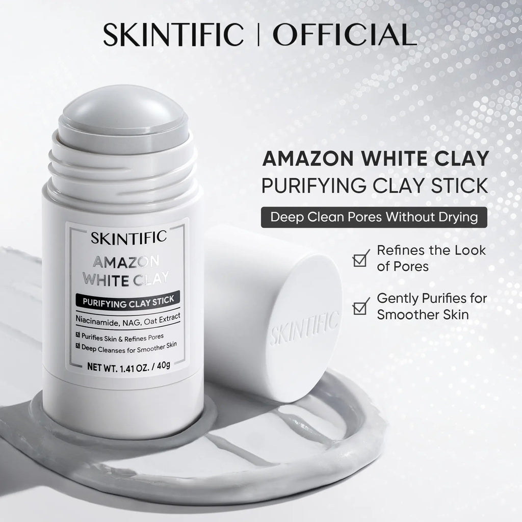 SKINTIFIC Clay Stick Collection 5 Masks for Every Skin Concern - Alaska Volcano Clay Stick / Mugwort anti Pores & Acne Clay Stick / Niacinamide Bright Boost Clay Stick / Amazon White Purifying Clay Stick / PDRN Rose Clay Stick
