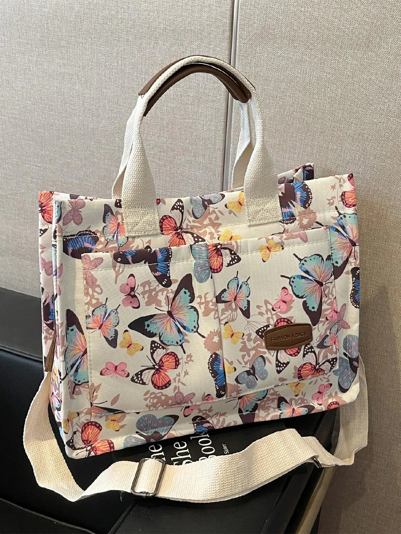 Summer Tote Bag for Women - Versatile Cherry Pattern Work and Beach Bag, Stylish Fabric Shoulder Bag for Everyday Use