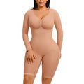 Feelingirl Women's Long Sleeve Tummy Control V-Neck Bodysuit - Basic Stretchy Slim Fit Top for Outings