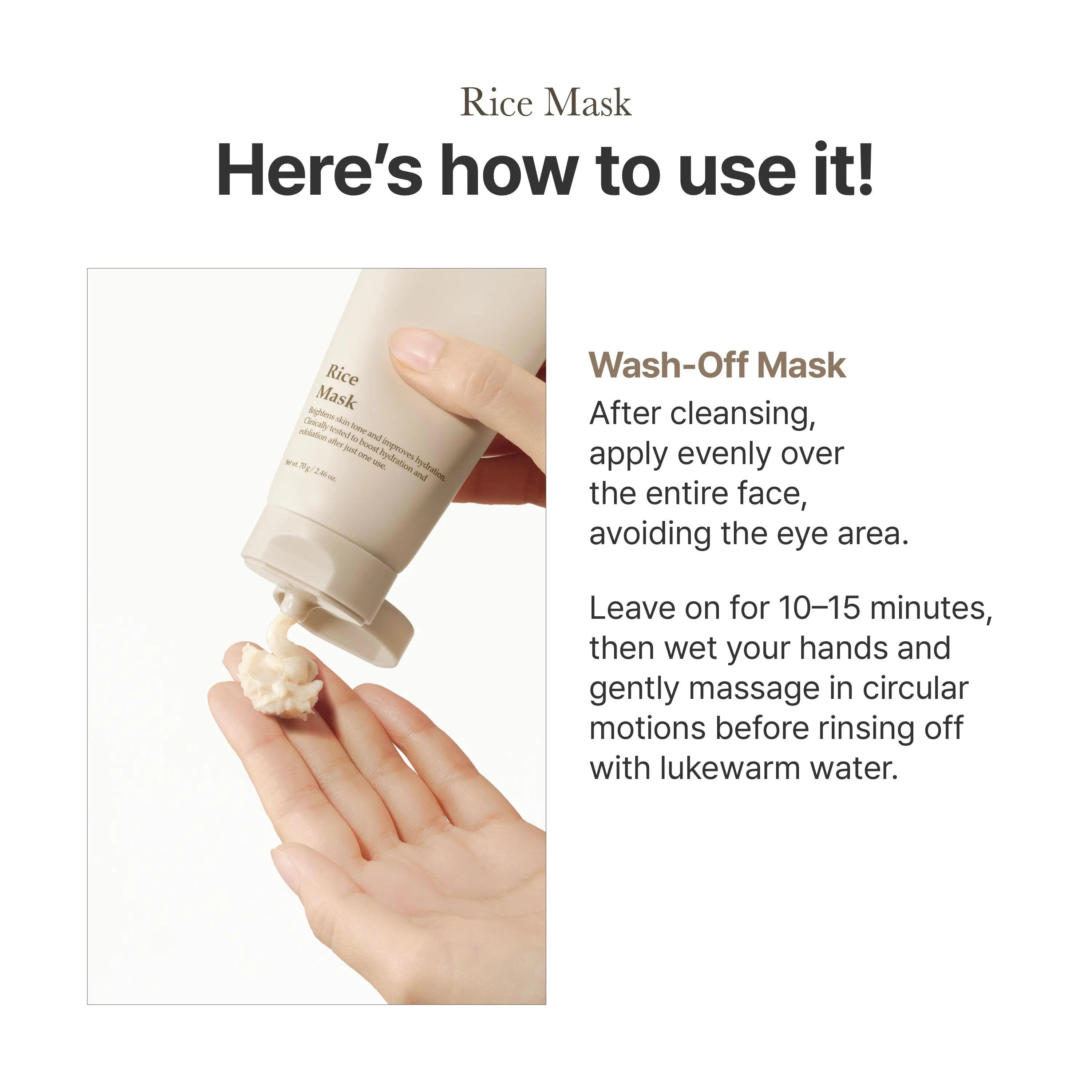 I'M from Rice Mask - Gentle Exfoliating and Hydrating Wash-Off Face Mask with Rice Powder for Radiant Skin, 2.37 Fl Oz, Suitable for Sensitive Skin, Organic and Hypoallergenic Formula