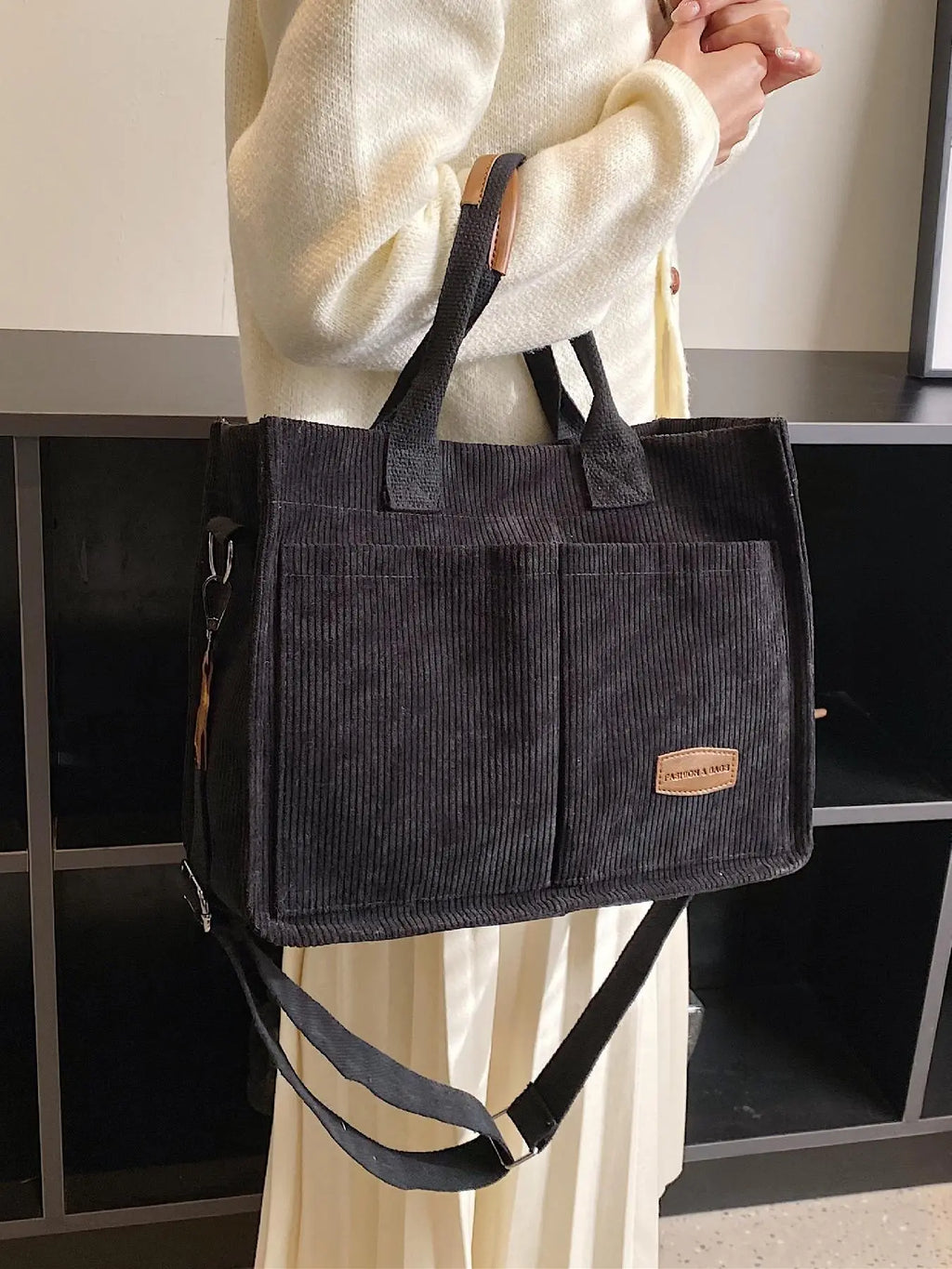 Summer Tote Bag for Women - Versatile Cherry Pattern Work and Beach Bag, Stylish Fabric Shoulder Bag for Everyday Use