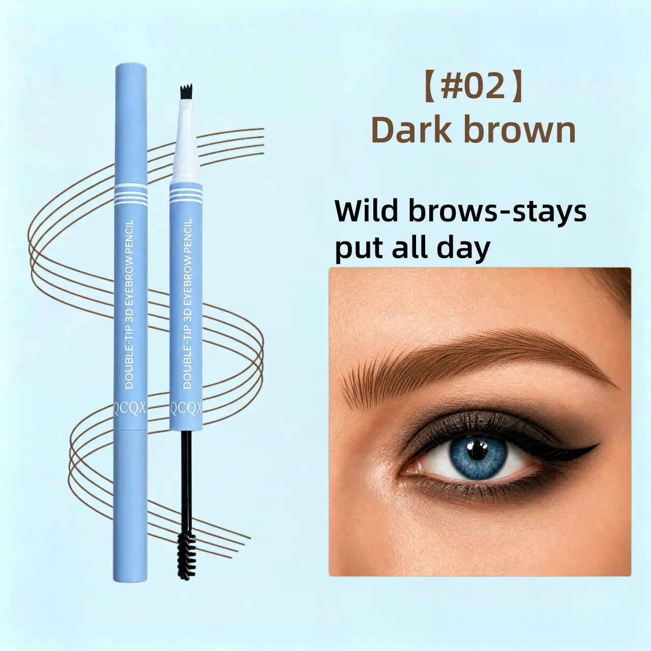 【Qcqx】Waterproof 2-In-1 Micro-Fork Eyebrow Pen & Tinted Gel — Long-Lasting Brow Tool for Natural, Hair-Like Strokes; Includes Brow Shaping Brush; Essential Makeup Tool and Accessory.