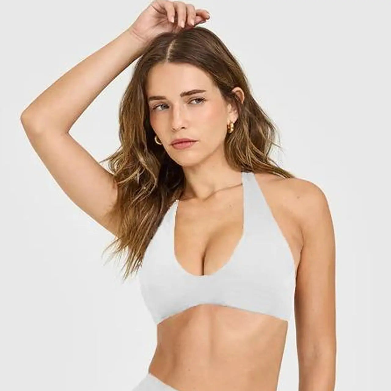 DEEFY SOFTMOTION Women's Minimal Halter Neck Bralette - Seamless Activewear Top for Low Impact Workouts