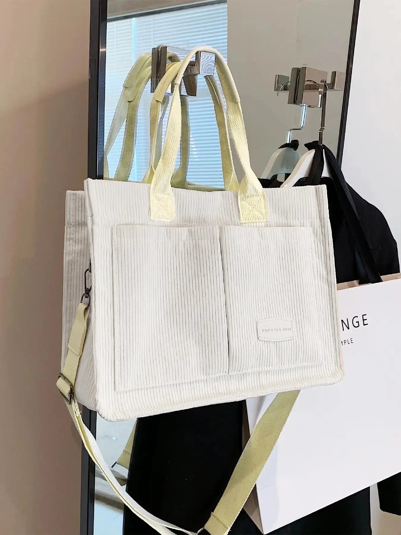 Summer Tote Bag for Women - Versatile Cherry Pattern Work and Beach Bag, Stylish Fabric Shoulder Bag for Everyday Use