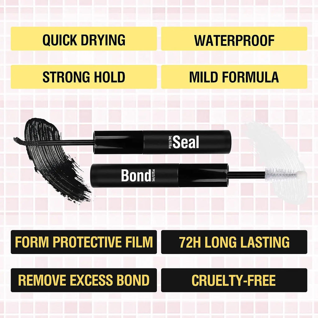 Wispy Lash Clusters, Fake Eyelashes Clusters, False Eyelashes with Lash Bond and Seal, 1 Set DIY Segmented Eyelash Extension Kit, Makeup, DIY Eyelash Extensions, Curl Lashes