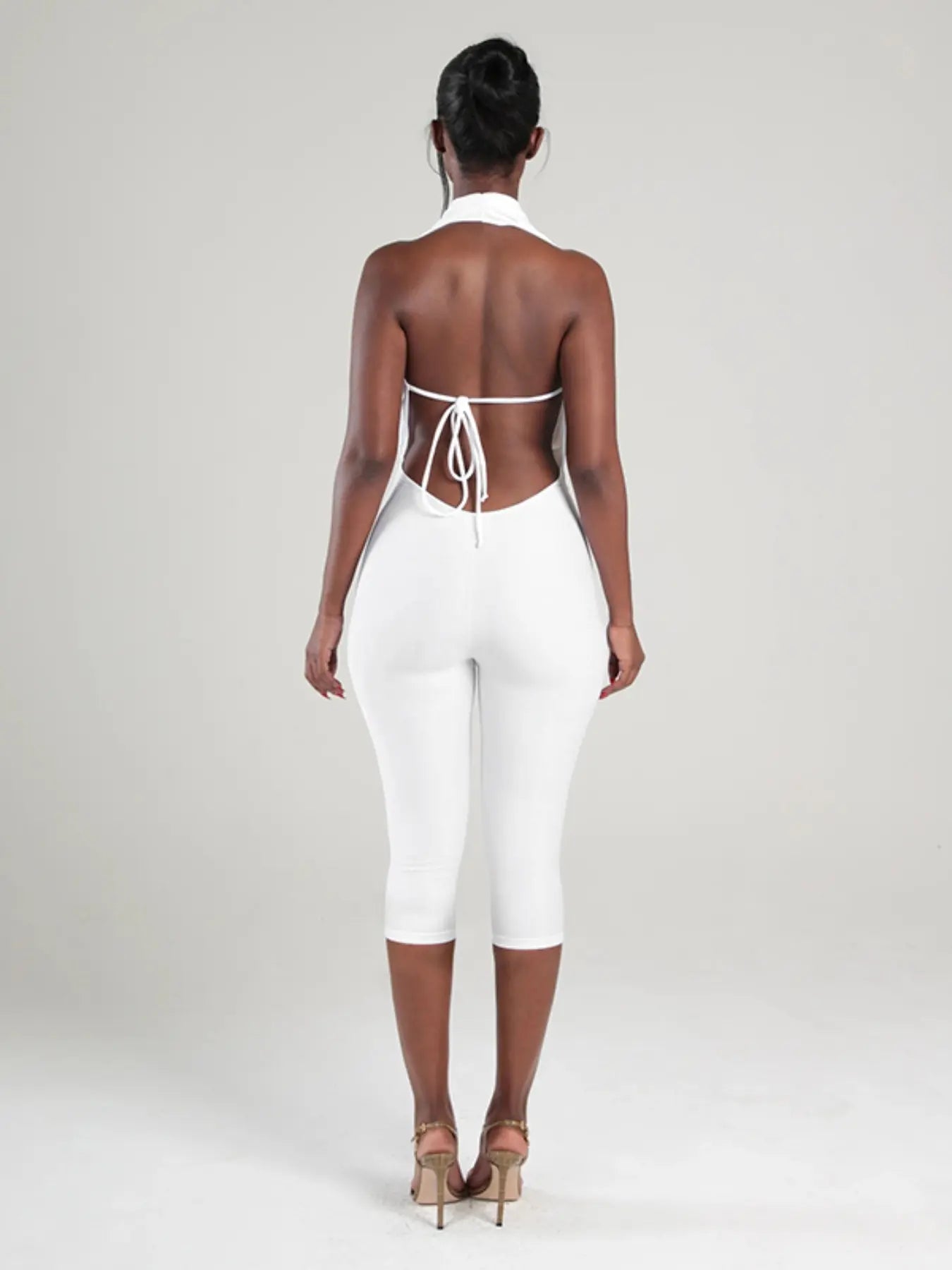 Women'S Sexy Backless Sleeveless Bodycon Fit Jumpsuit, Simple Design, Casual Daily Wear, Fashionable and Stylish, Ideal for Everyday, Backless Fitted Jumpsuit