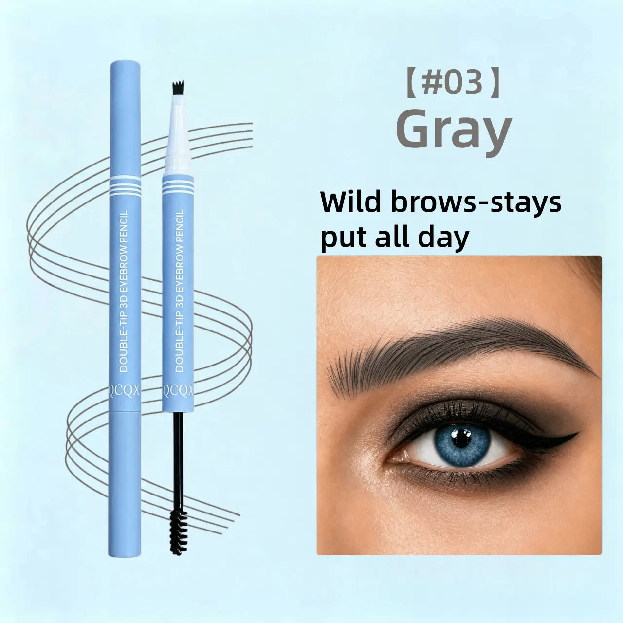 【Qcqx】Waterproof 2-In-1 Micro-Fork Eyebrow Pen & Tinted Gel — Long-Lasting Brow Tool for Natural, Hair-Like Strokes; Includes Brow Shaping Brush; Essential Makeup Tool and Accessory.