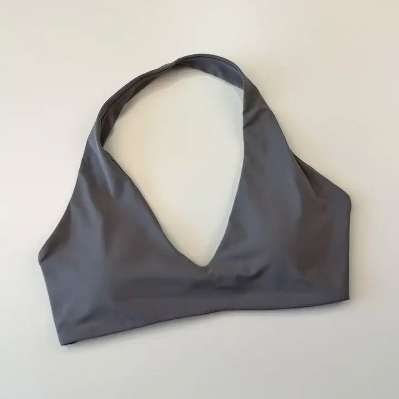 DEEFY SOFTMOTION Women's Minimal Halter Neck Bralette - Seamless Activewear Top for Low Impact Workouts
