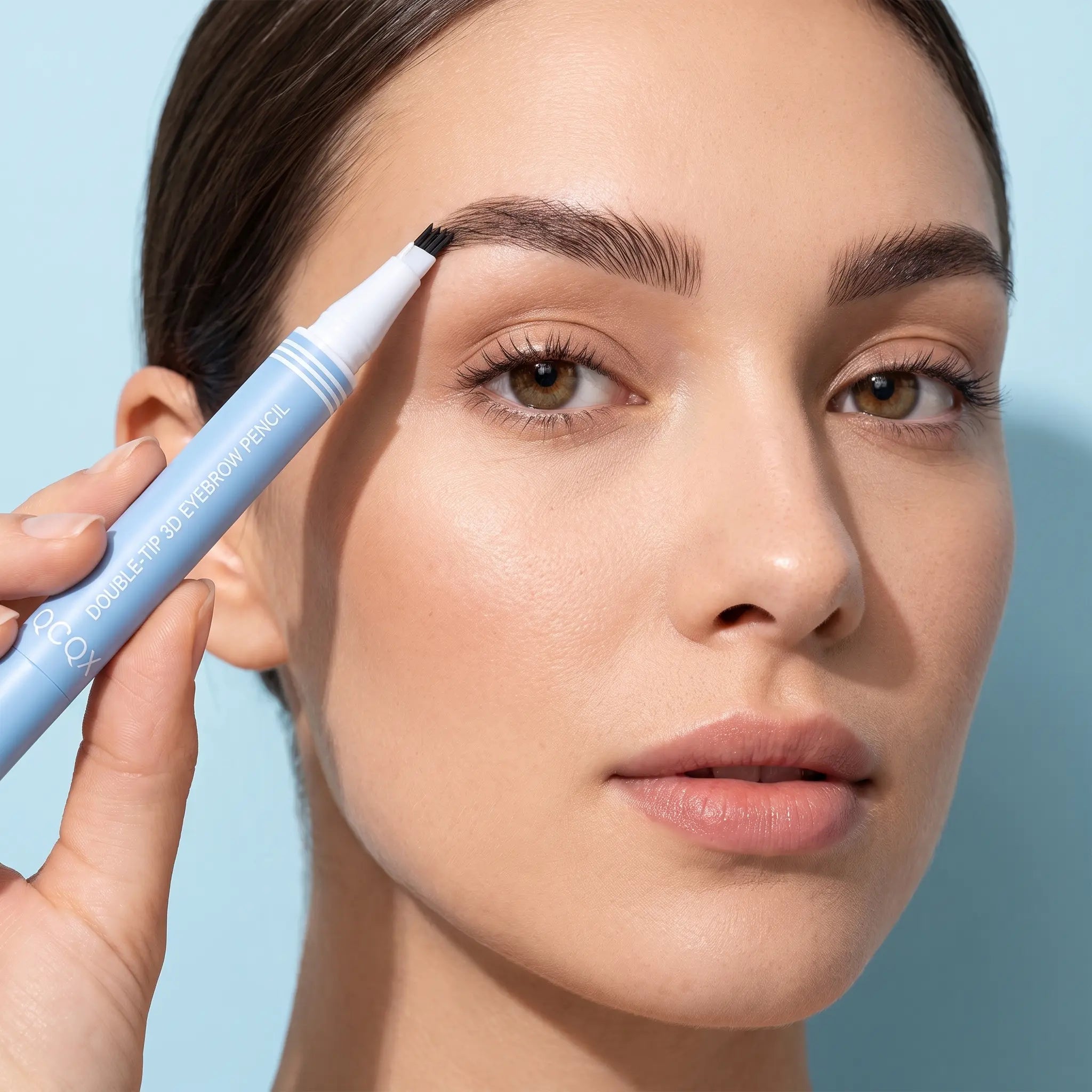 【Qcqx】Waterproof 2-In-1 Micro-Fork Eyebrow Pen & Tinted Gel — Long-Lasting Brow Tool for Natural, Hair-Like Strokes; Includes Brow Shaping Brush; Essential Makeup Tool and Accessory.