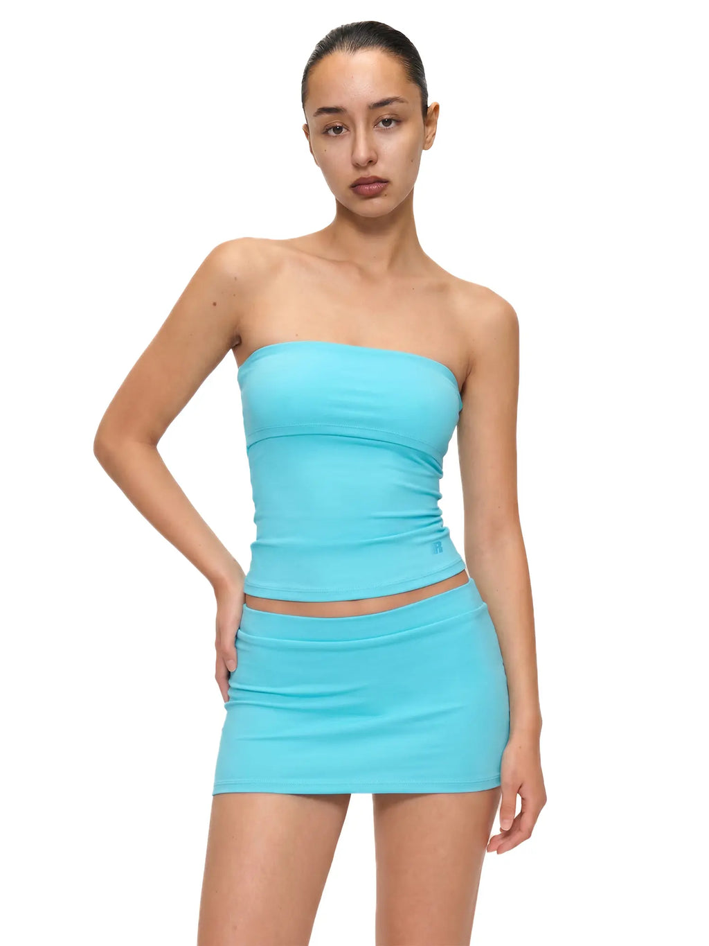 FDR Women's Double Lined High Stretch Bandeau Tube Top | Non-Sheer Lake Blue Seamless Design for Daily Wear and Workouts | Clean Girl Aesthetic in Baby Pink