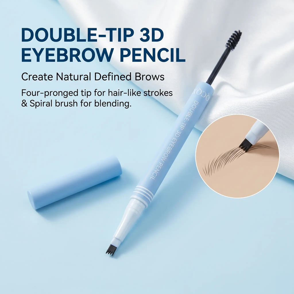 【Qcqx】Waterproof 2-In-1 Micro-Fork Eyebrow Pen & Tinted Gel — Long-Lasting Brow Tool for Natural, Hair-Like Strokes; Includes Brow Shaping Brush; Essential Makeup Tool and Accessory.