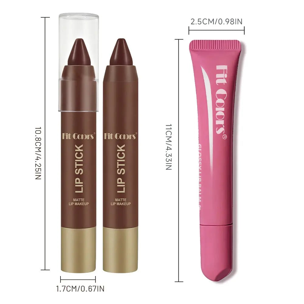 Fit Colors Matte Lip Liner and Moisturizing Lip Oil Set, Precise Lip Liner, for Easy Lip Line Definition with a Natural Nude Glossy Finish, Perfect Holiday Gift