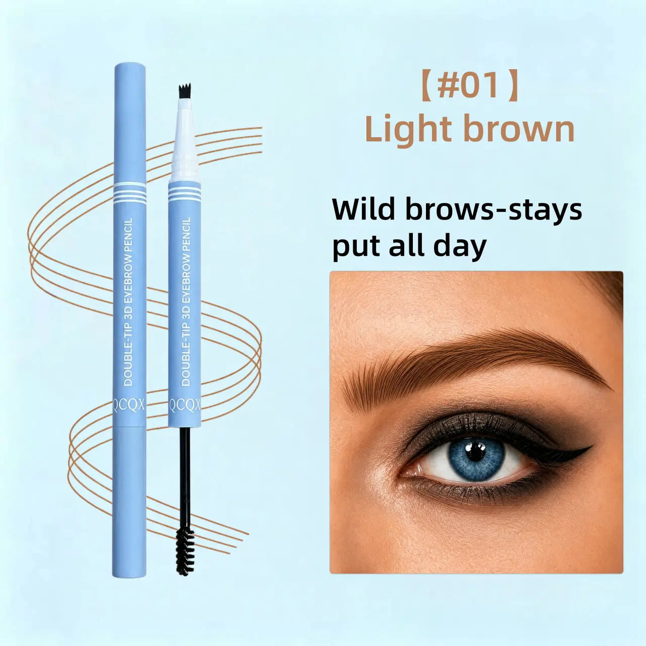 【Qcqx】Waterproof 2-In-1 Micro-Fork Eyebrow Pen & Tinted Gel — Long-Lasting Brow Tool for Natural, Hair-Like Strokes; Includes Brow Shaping Brush; Essential Makeup Tool and Accessory.