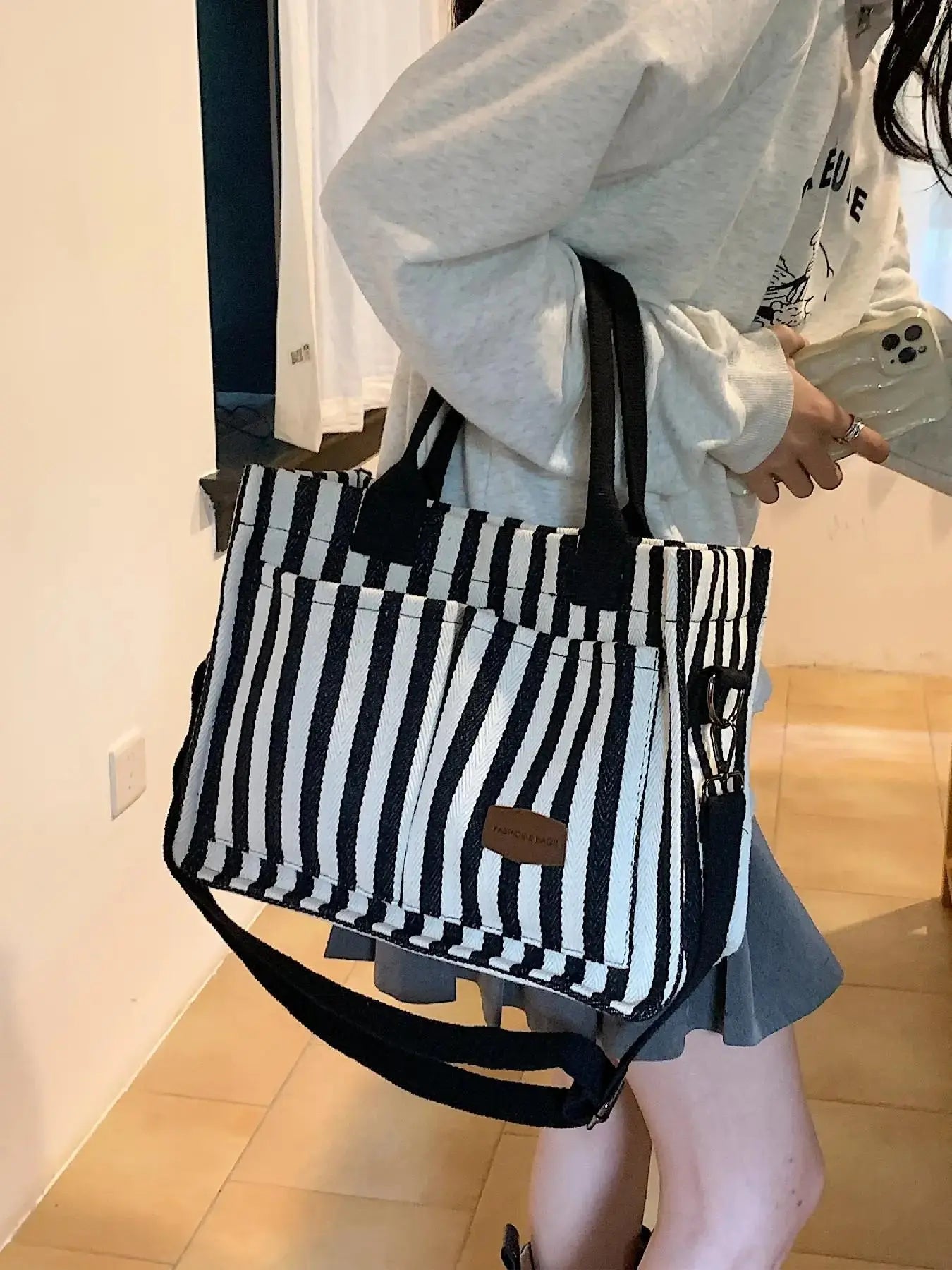 Summer Tote Bag for Women - Versatile Cherry Pattern Work and Beach Bag, Stylish Fabric Shoulder Bag for Everyday Use