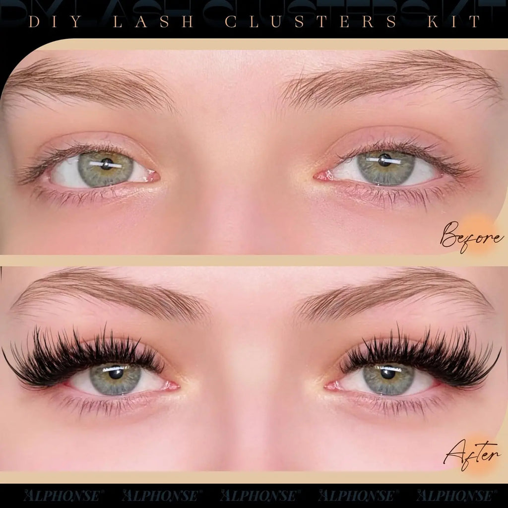 Wispy Lash Clusters, Fake Eyelashes Clusters, False Eyelashes with Lash Bond and Seal, 1 Set DIY Segmented Eyelash Extension Kit, Makeup, DIY Eyelash Extensions, Curl Lashes