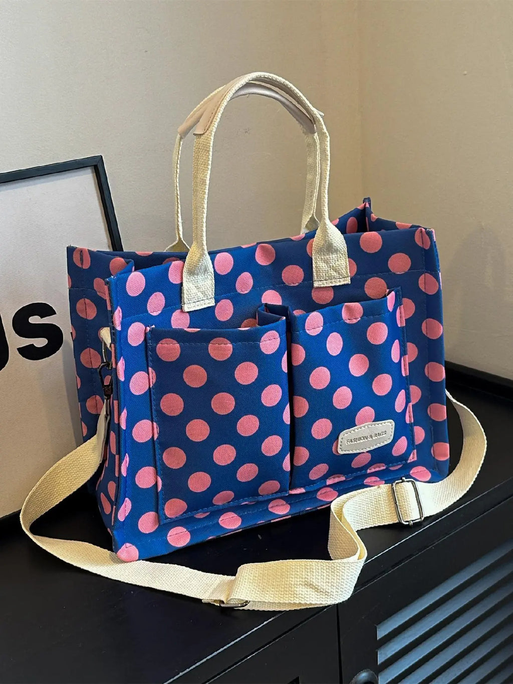 Summer Tote Bag for Women - Versatile Cherry Pattern Work and Beach Bag, Stylish Fabric Shoulder Bag for Everyday Use