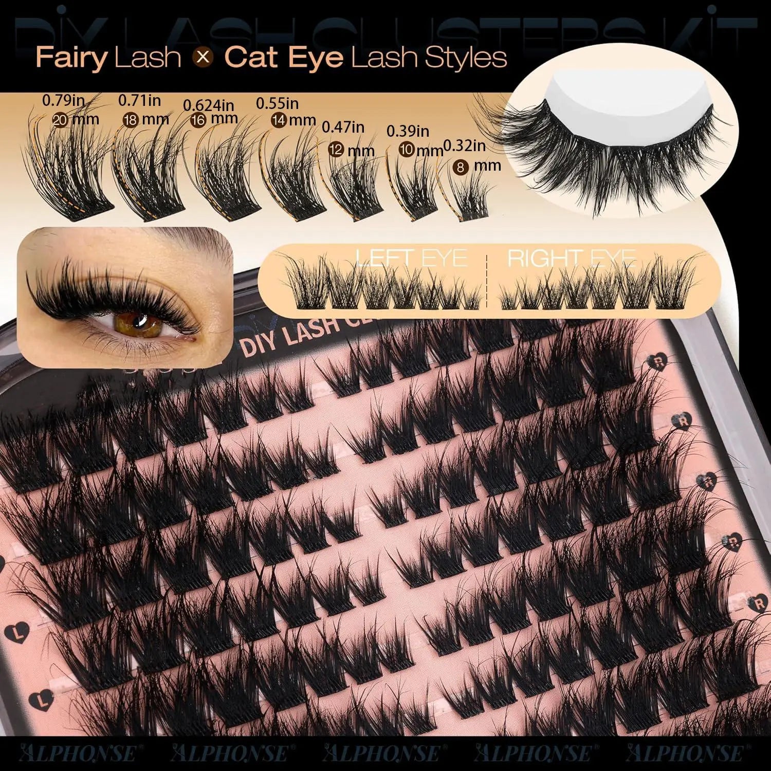 Wispy Lash Clusters, Fake Eyelashes Clusters, False Eyelashes with Lash Bond and Seal, 1 Set DIY Segmented Eyelash Extension Kit, Makeup, DIY Eyelash Extensions, Curl Lashes