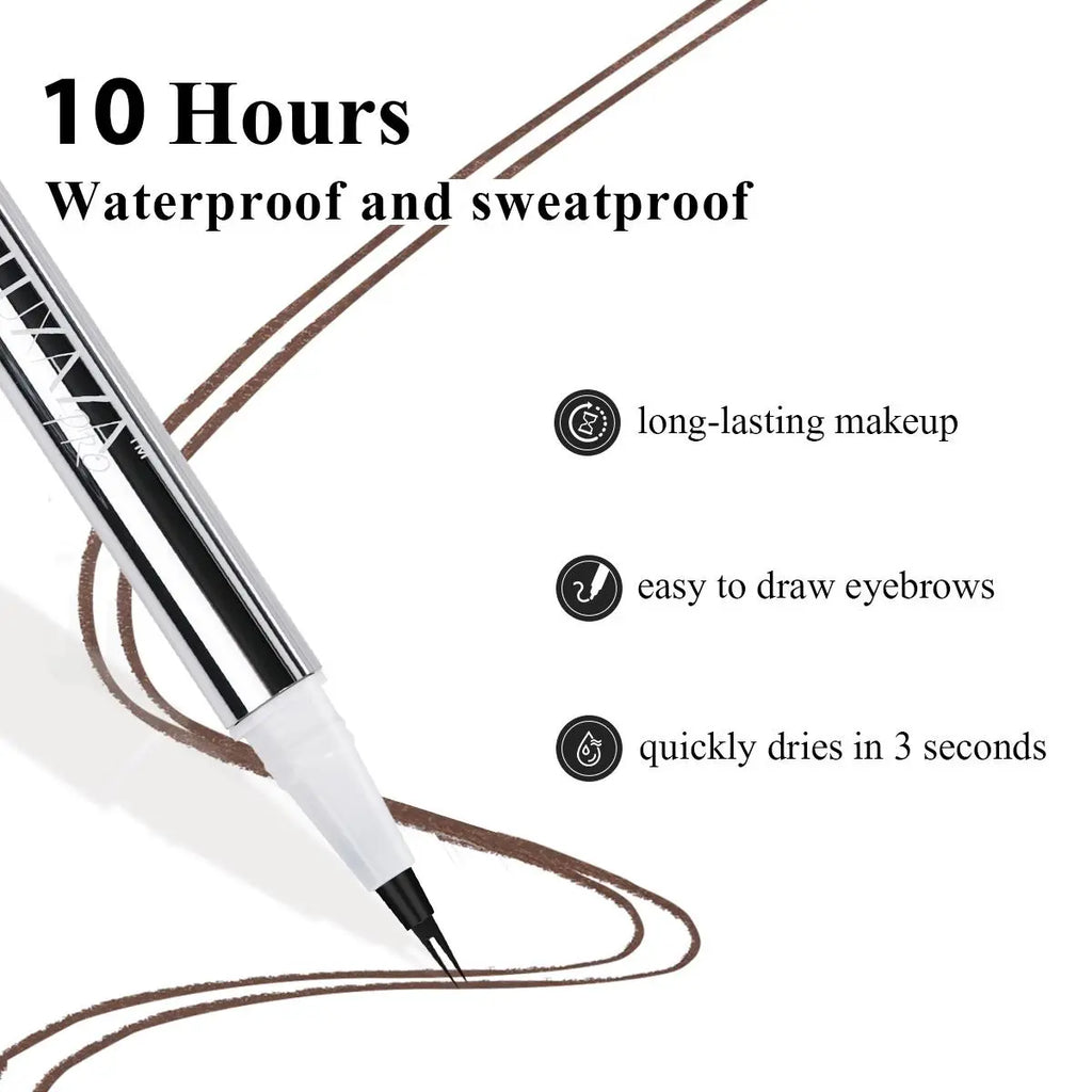 LUXAZA Dual-End Eyebrow Pen & Setting Gel, Waterproof & Smudge-Proof Cosmetic with Micro-Fork Tip for Natural Brows, Long Lasting, 2-Pen Set, Waterproof Brow Pen