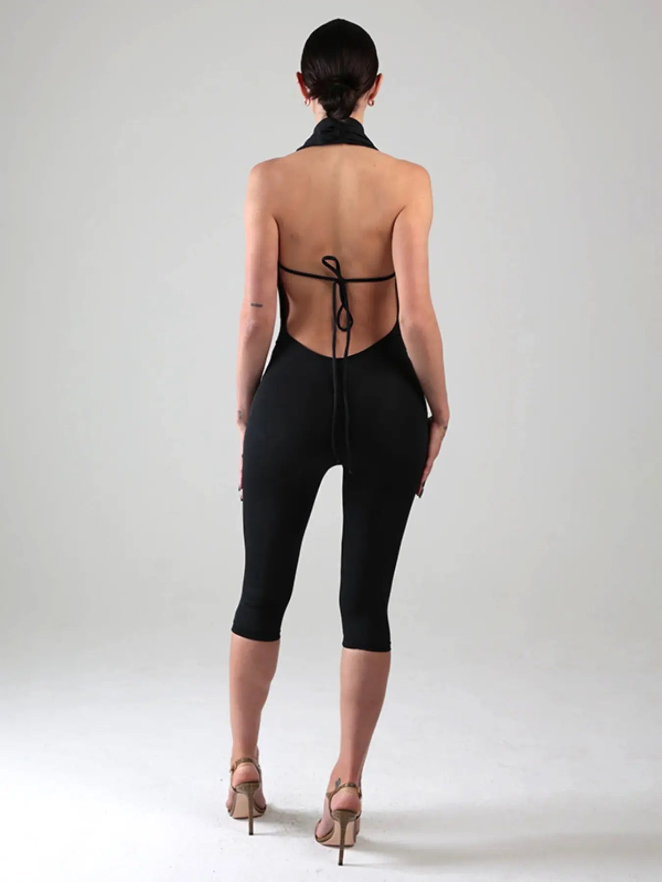 Women'S Sexy Backless Sleeveless Bodycon Fit Jumpsuit, Simple Design, Casual Daily Wear, Fashionable and Stylish, Ideal for Everyday, Backless Fitted Jumpsuit