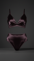 Plum Noir Satin Lingerie Set