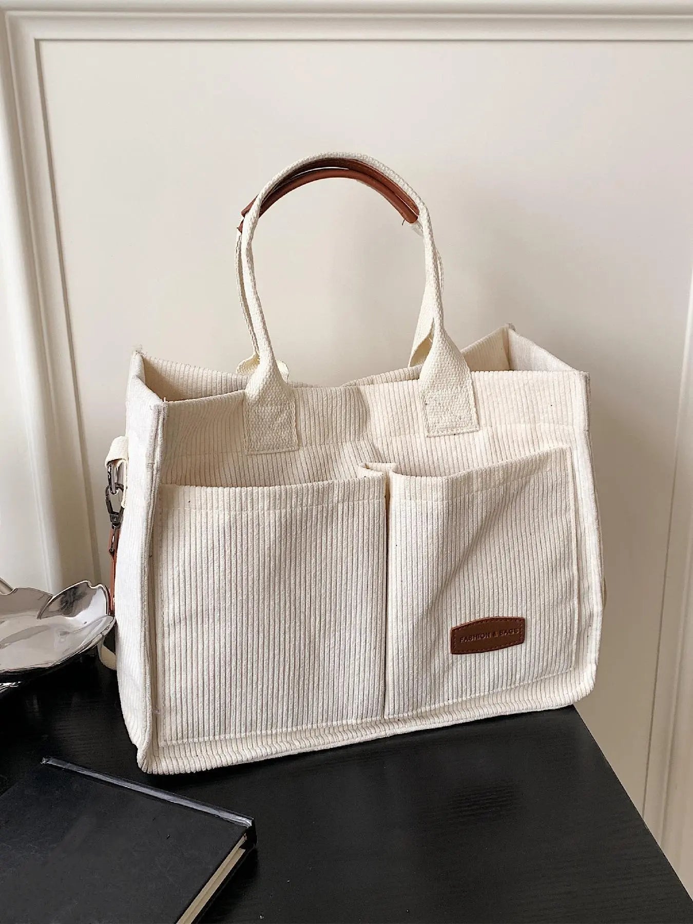 Summer Tote Bag for Women - Versatile Cherry Pattern Work and Beach Bag, Stylish Fabric Shoulder Bag for Everyday Use