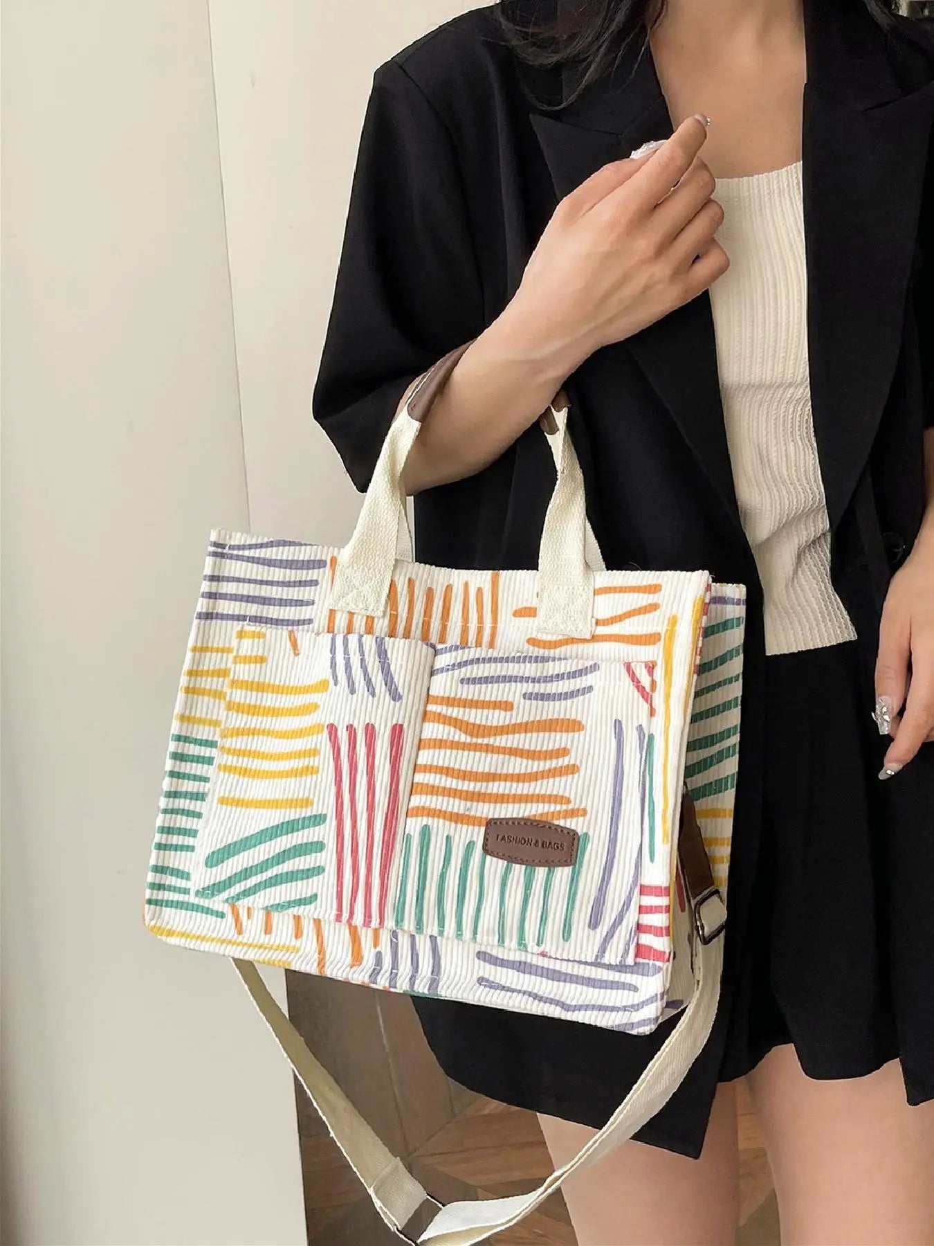 Summer Tote Bag for Women - Versatile Cherry Pattern Work and Beach Bag, Stylish Fabric Shoulder Bag for Everyday Use