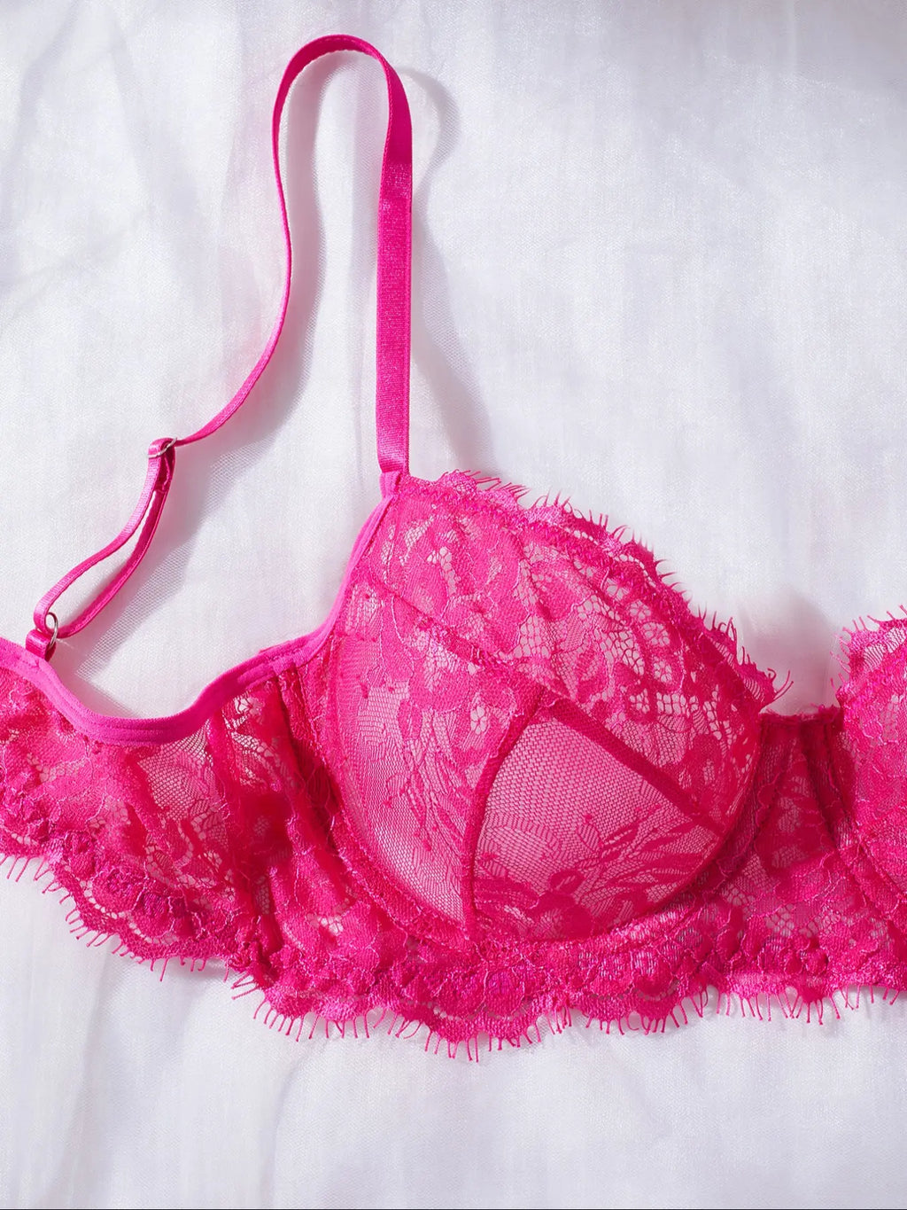 Women's Lace Floral Bra and Panty Set - Elegant Solid Color Lingerie Collection