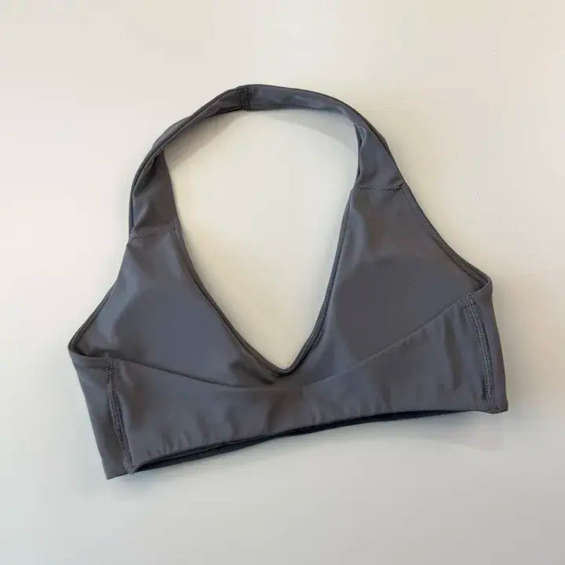 DEEFY SOFTMOTION Women's Minimal Halter Neck Bralette - Seamless Activewear Top for Low Impact Workouts