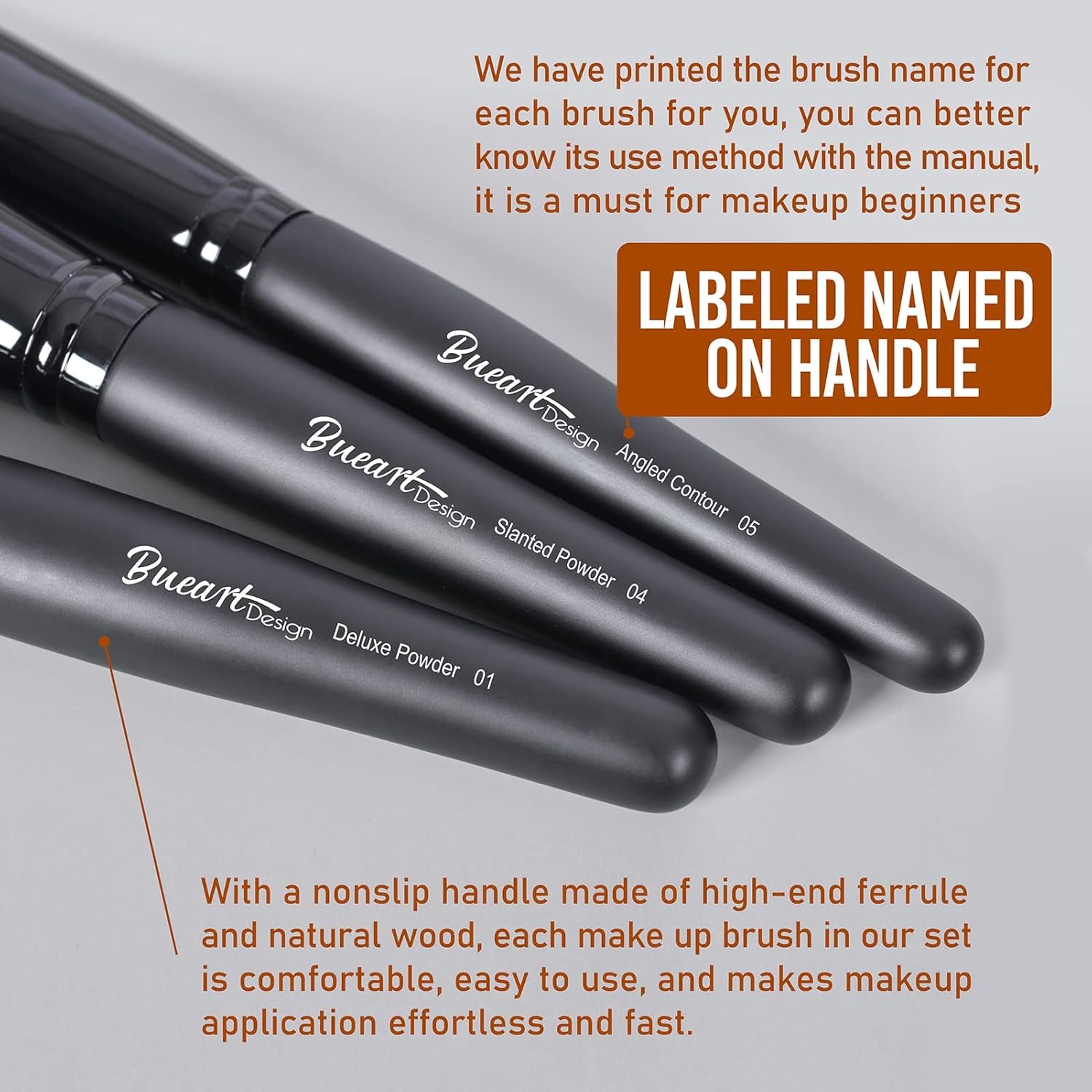 19-Piece Ultra Soft Black Label Dense Hair Makeup Brush Set with Travel Case - Includes Large Powder, Flat Foundation, Ultimate Blending, Blush, and Concealer Brushes