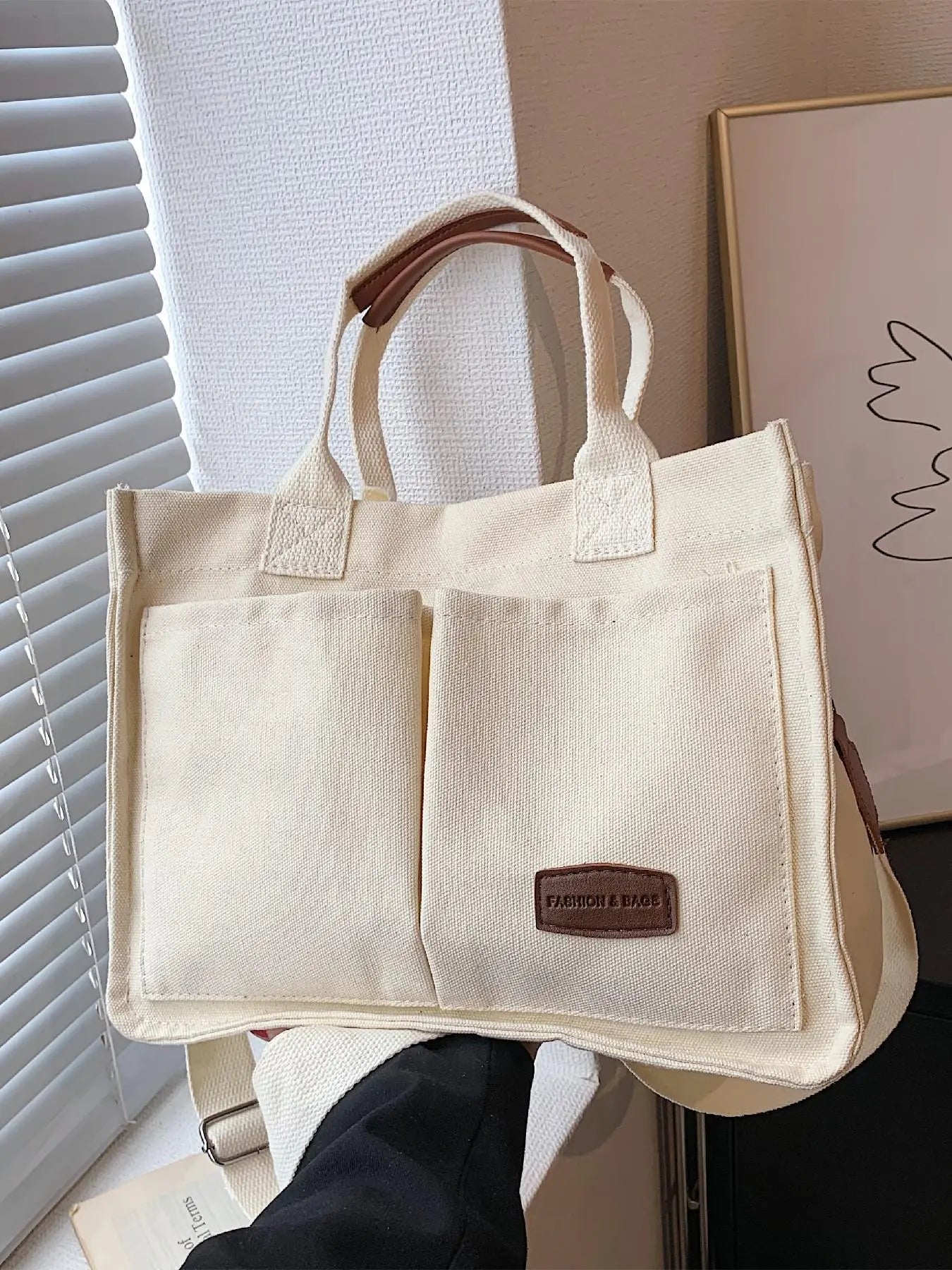 Summer Tote Bag for Women - Versatile Cherry Pattern Work and Beach Bag, Stylish Fabric Shoulder Bag for Everyday Use