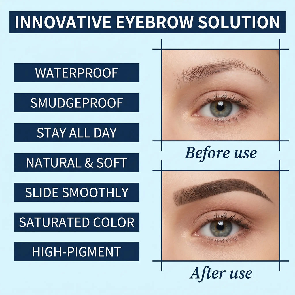 【Qcqx】Waterproof 2-In-1 Micro-Fork Eyebrow Pen & Tinted Gel — Long-Lasting Brow Tool for Natural, Hair-Like Strokes; Includes Brow Shaping Brush; Essential Makeup Tool and Accessory.