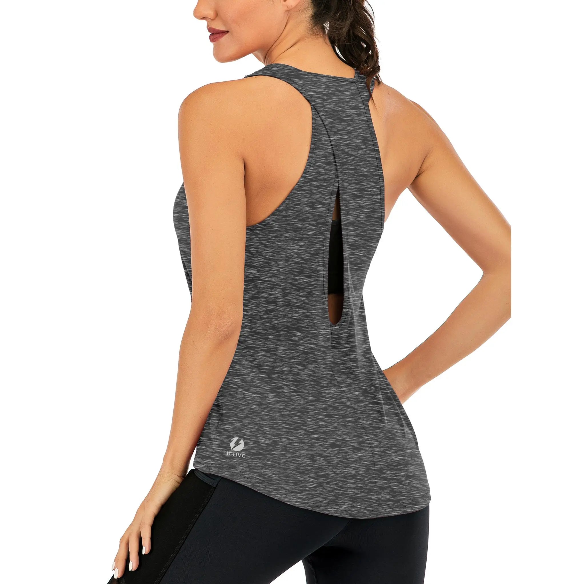 ICTIVE Women's Breathable Open Back Workout Tank Tops - Quick-Dry Sleeveless Activewear for Yoga, Running, and Gym Essentials