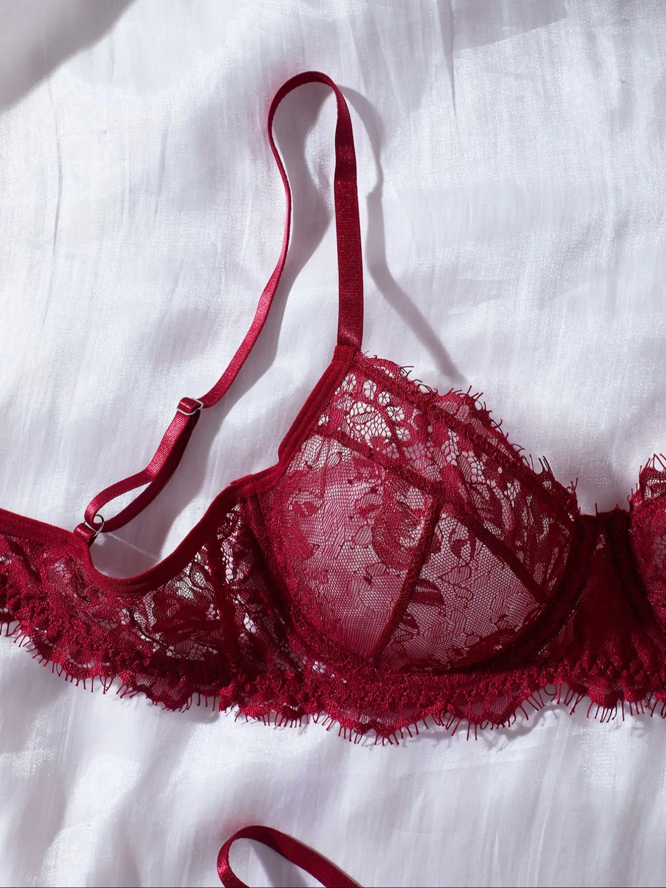 Women's Lace Floral Bra and Panty Set - Elegant Solid Color Lingerie Collection